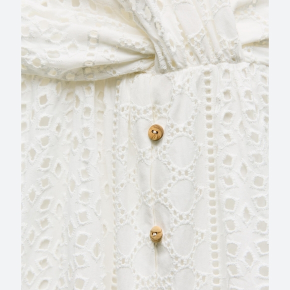 ZARA Openwork Embroidered Eyelet Midi Dress NWT 3017/653 - Picture 4 of 9